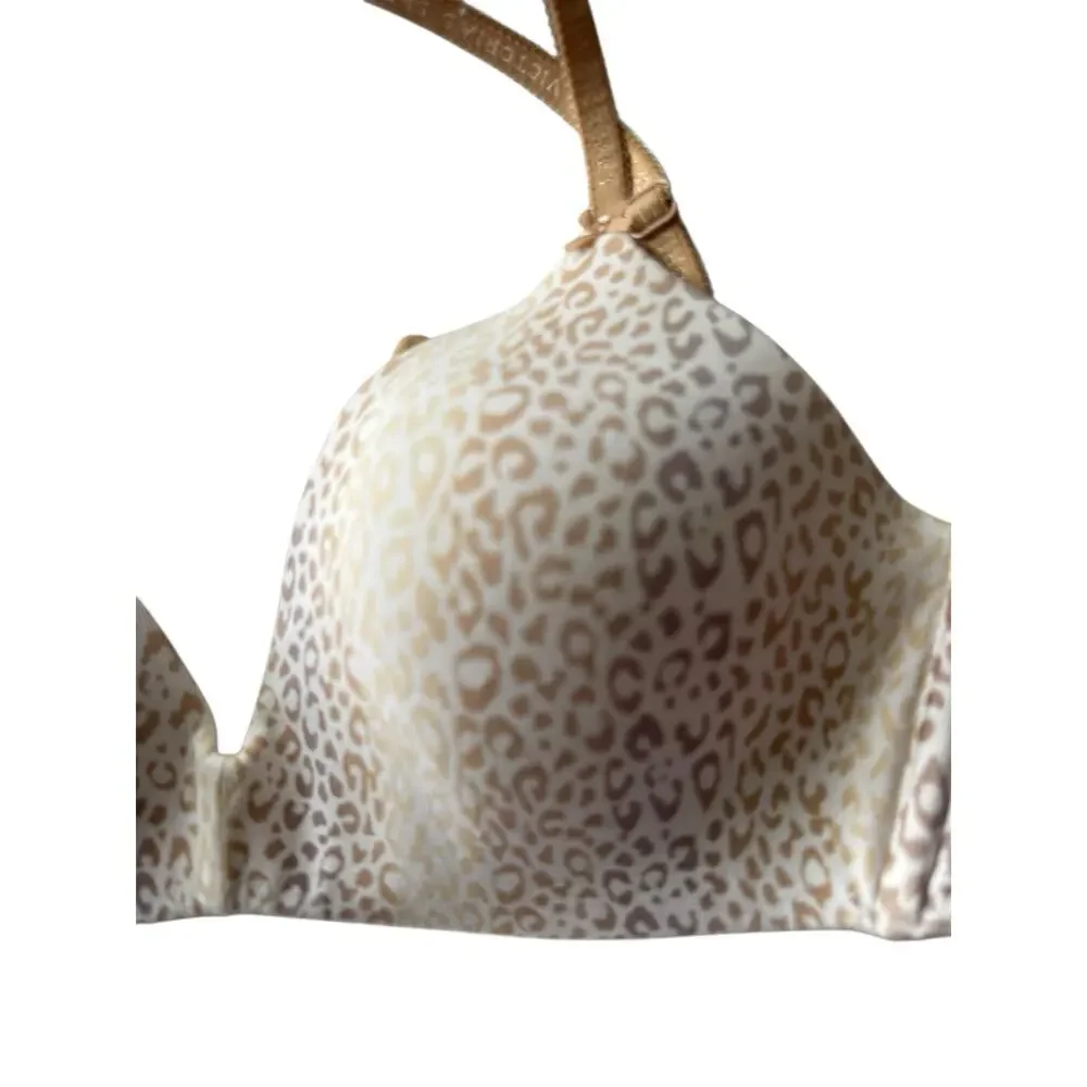 Victoria's Secret‎ Pink Nude Cheetah Animal Print Padded TShirt Bra 34C